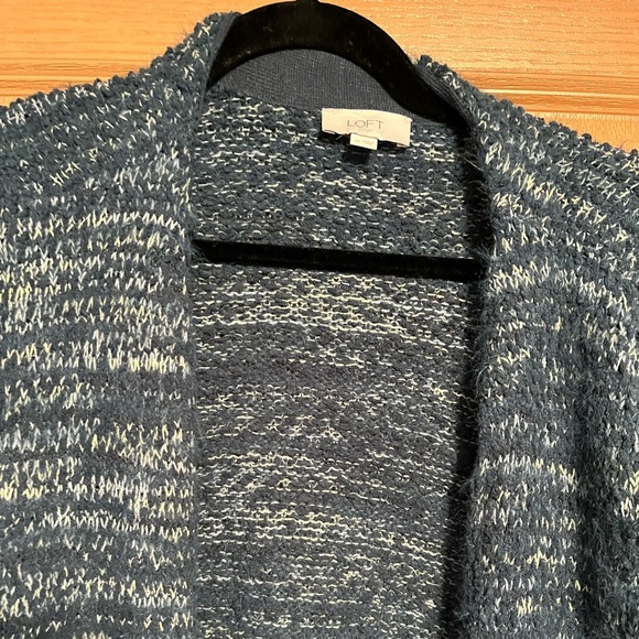 Loft Blue Marled Flecked Open Cardigan Sweater - Picture 4 of 10